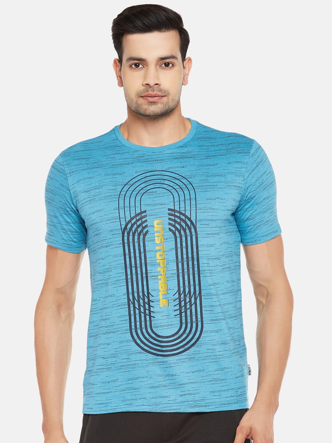 

Ajile by Pantaloons Men Blue Printed Slim Fit T-shirt