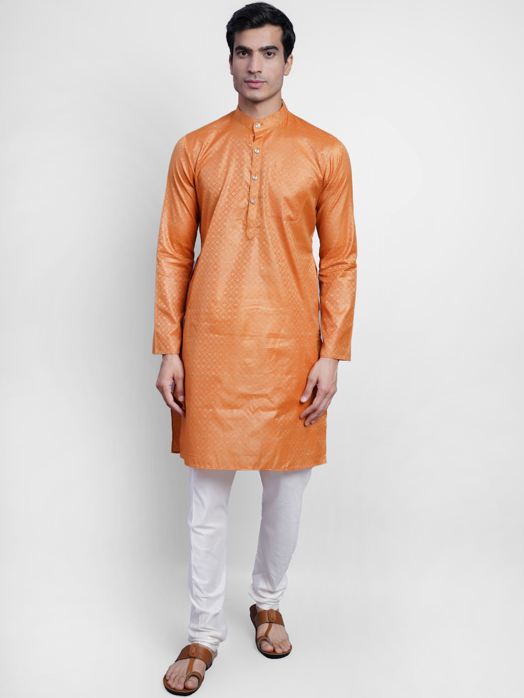 

Wintage Men Orange Ethnic Motifs Regular Kurta with Pyjamas