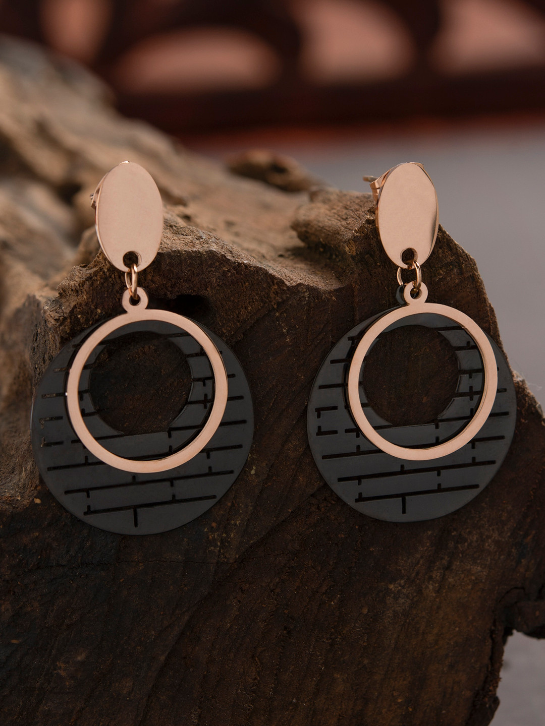 

E2O Rose Gold Contemporary Drop Earrings