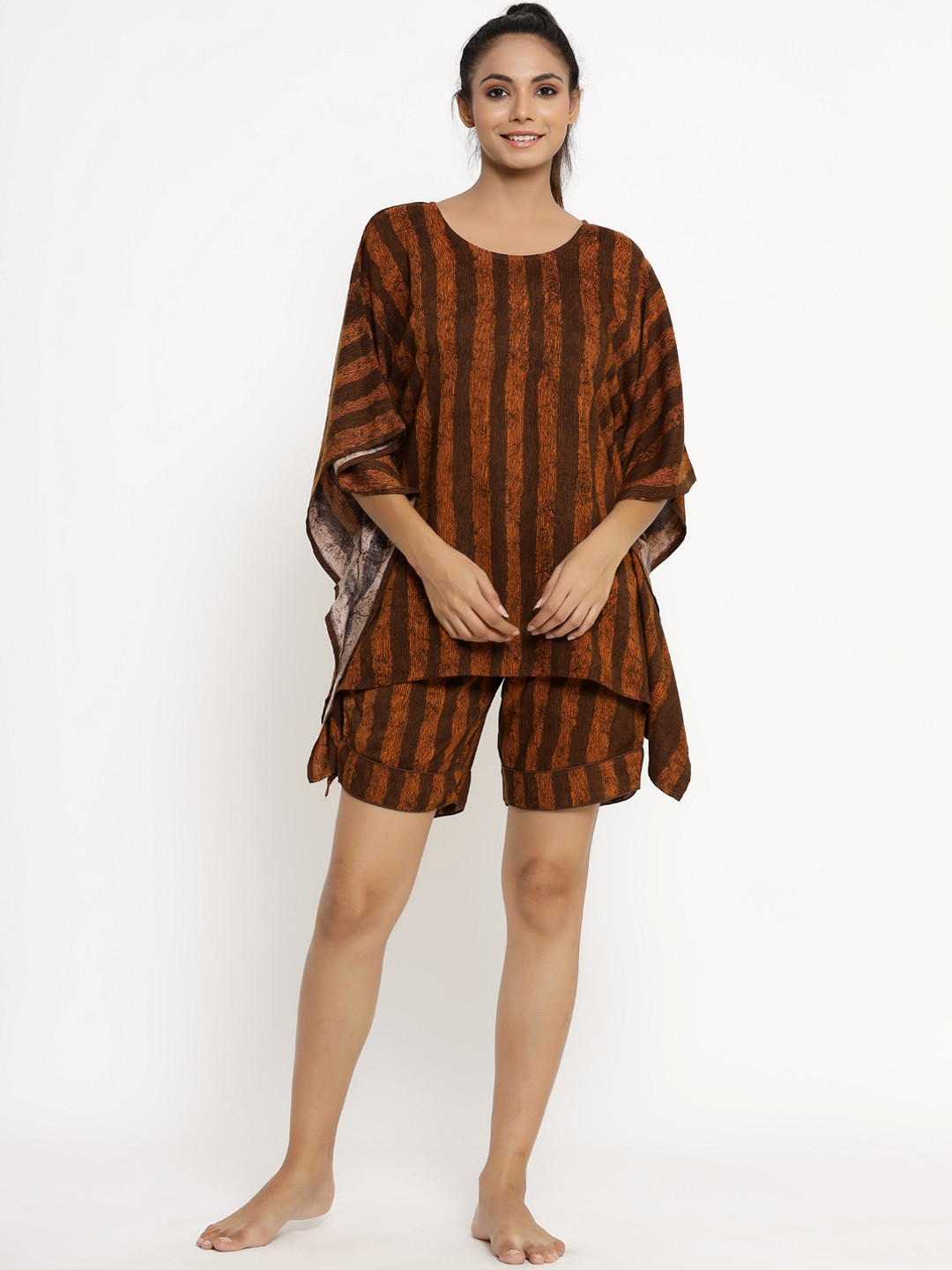 

kipek Women Brown Printed Night suit KK271BN