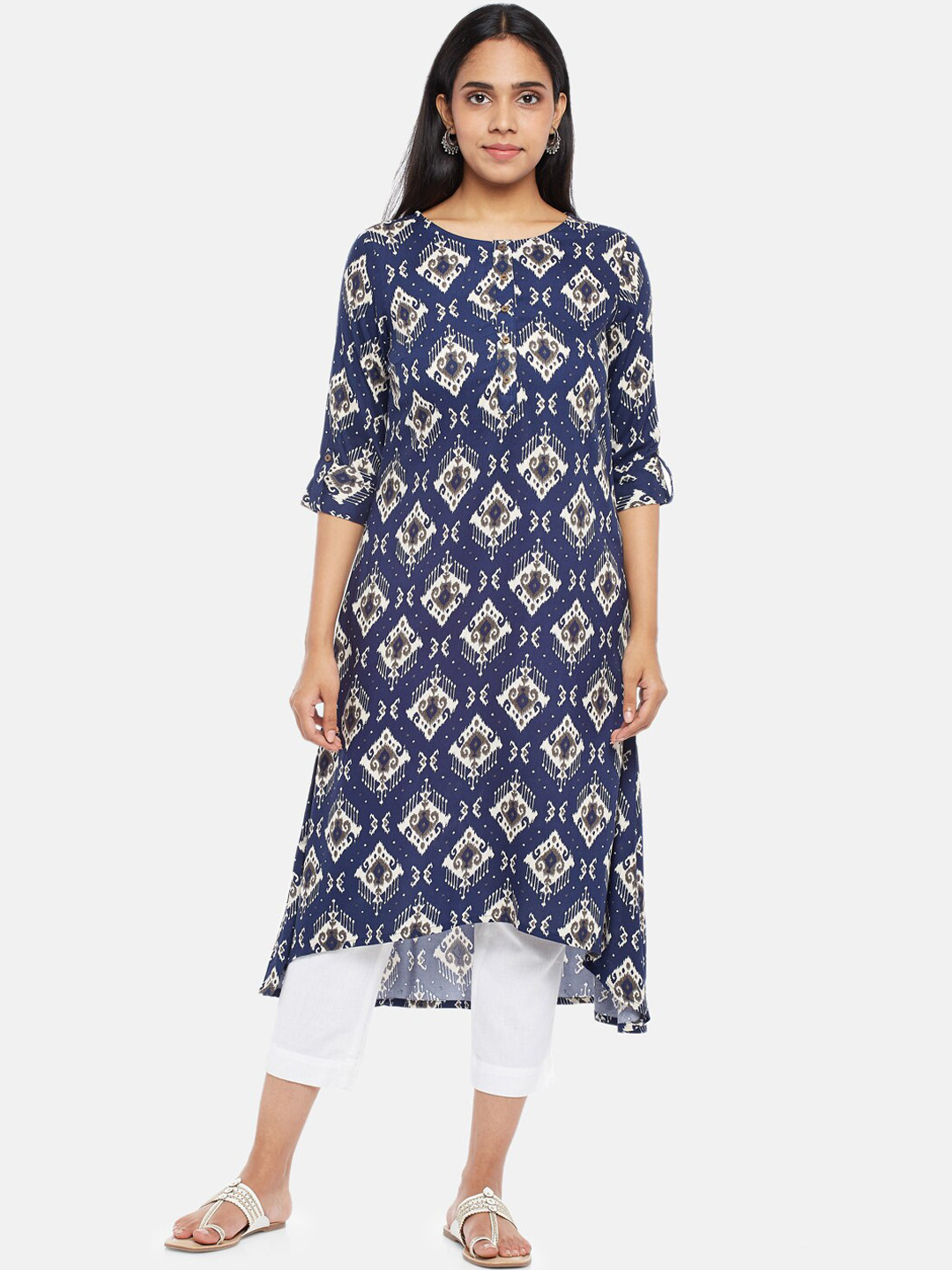 

RANGMANCH BY PANTALOONS Women Blue Geometric Printed Kurta