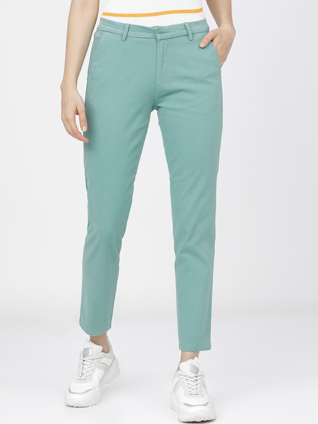 

Tokyo Talkies Women Blue Tapered Fit Easy Wash Trousers