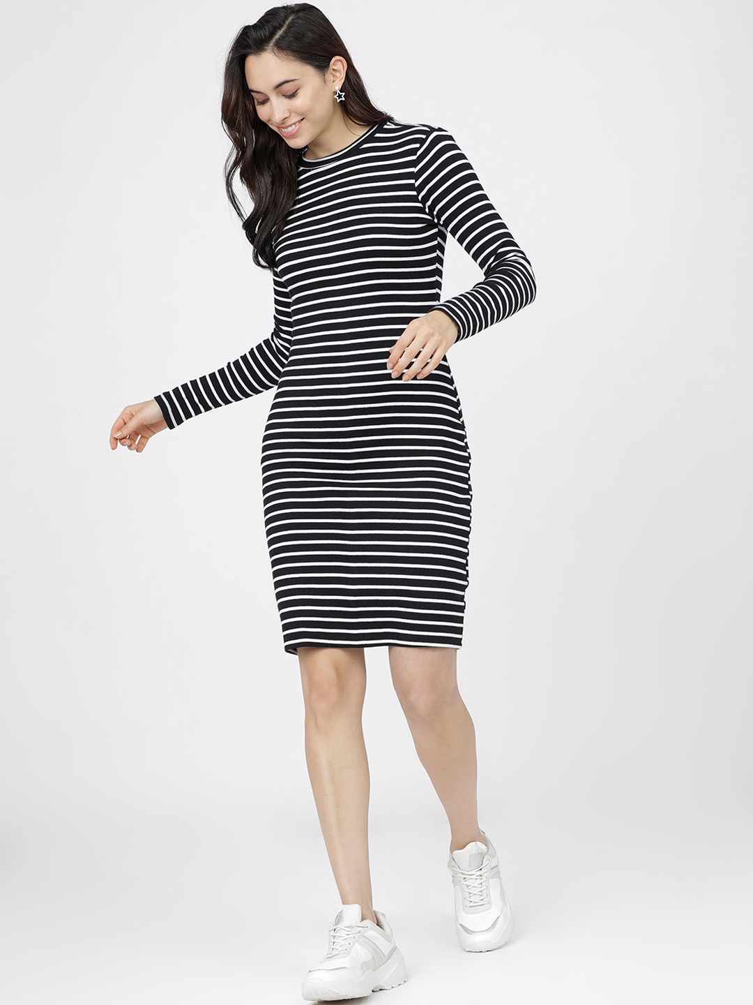 

Tokyo Talkies Black Striped T-shirt Dress