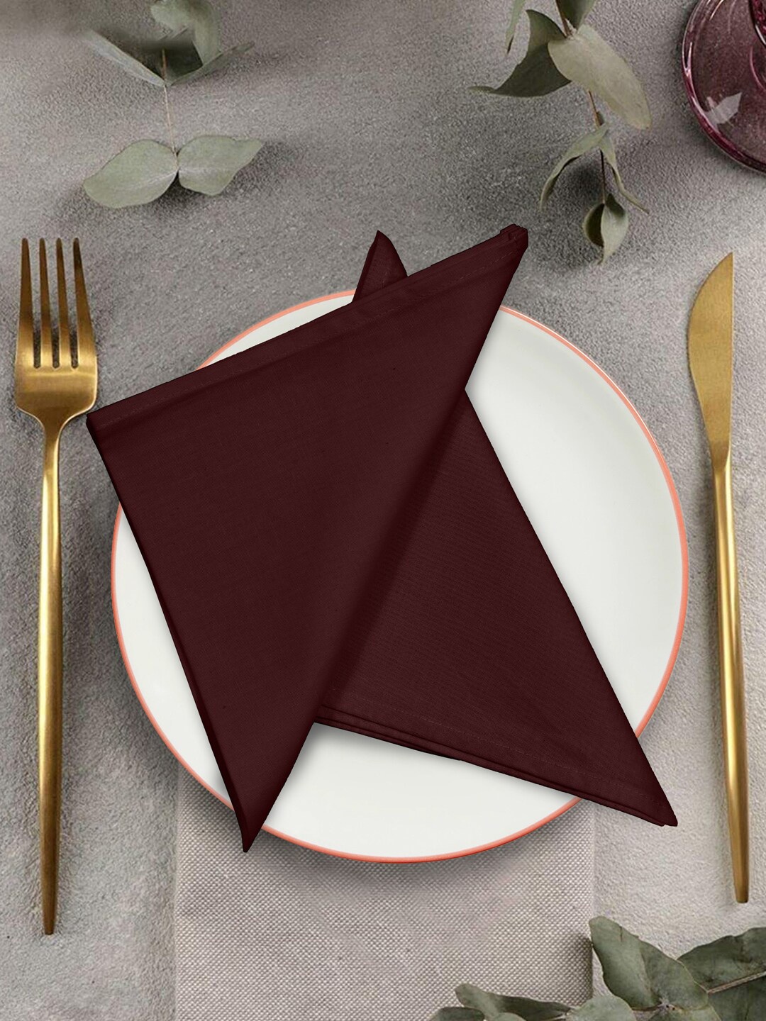 

Clasiko Set Of 6 Brown Solid Organic Cotton Table Napkins
