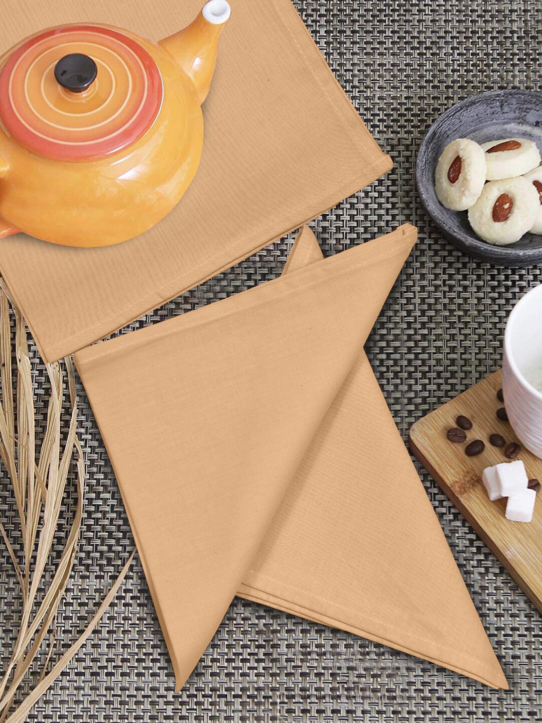 

Clasiko Set Of 6 Beige Solid Organic Cotton Table Napkins