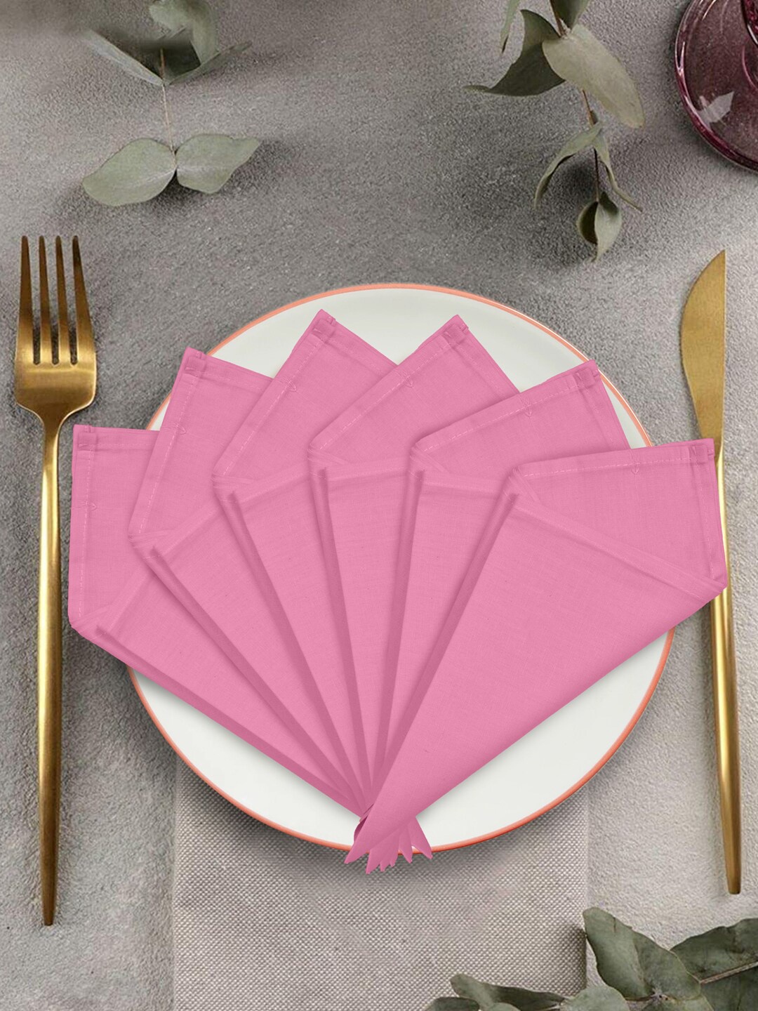 

Clasiko Set Of 6 Pink Solid Organic Cotton Table Napkins