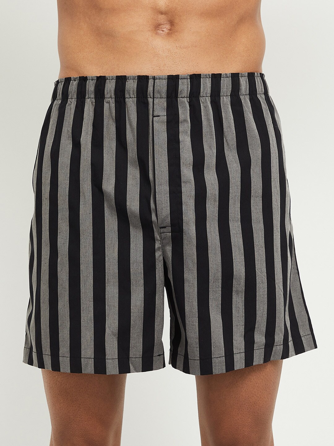 

Max Men Black & Grey Striped Boxers