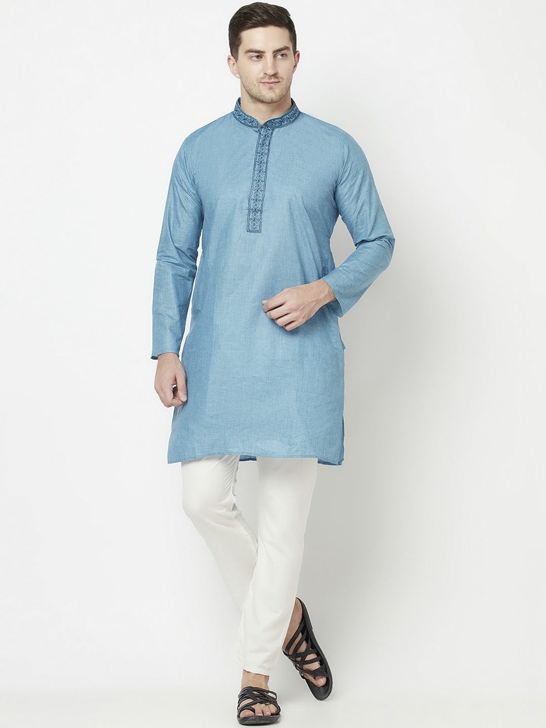 

Purple State Men Blue Regular Pure Cotton Kurta with Pyjamas