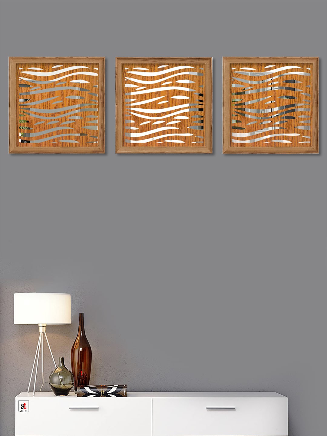 

Art Street Set of 3 Brown Square Shaped Decorative Mirror Wall Decors