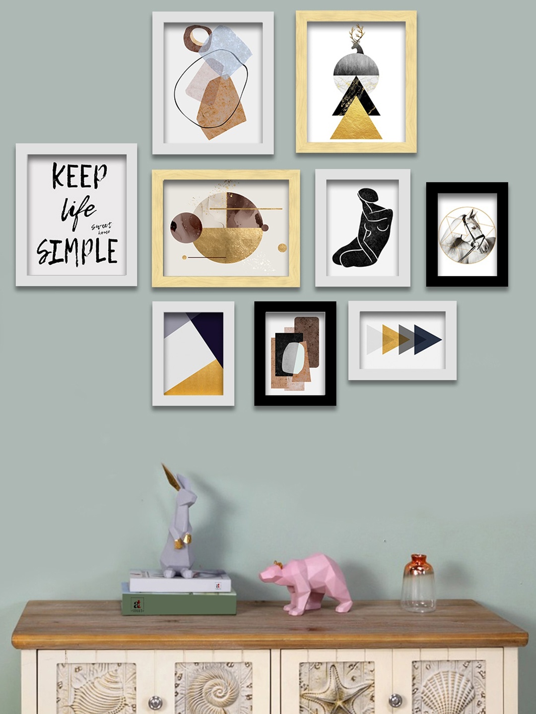 

Art Street Set of 9 Abstract Painting Frame Wall Art, White
