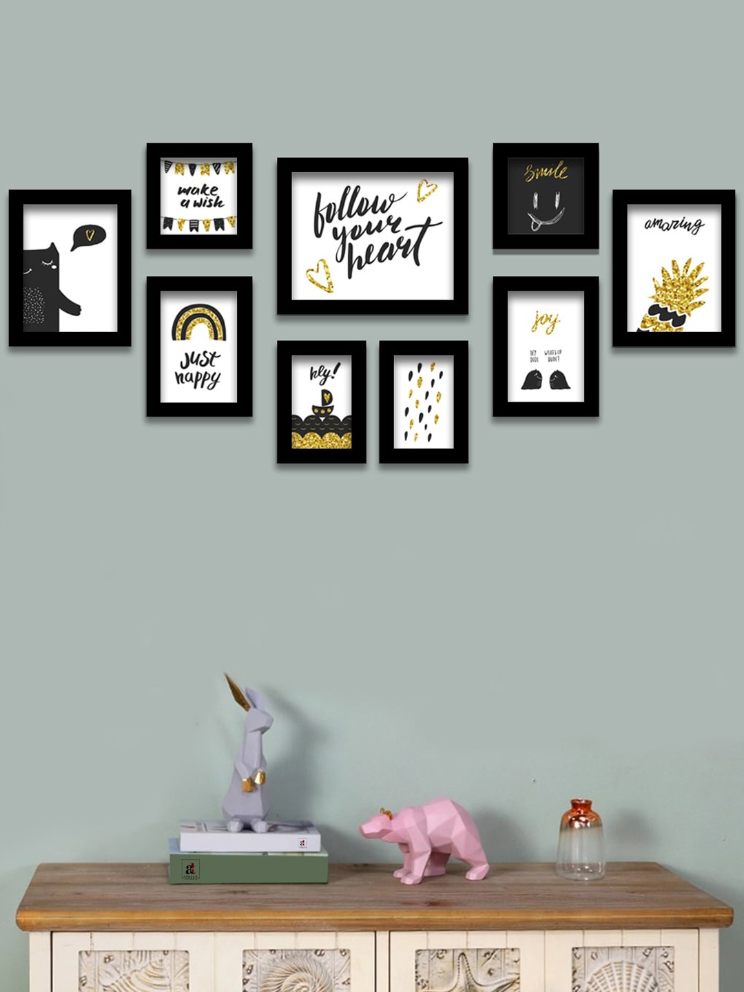 

Art Street White & Black Set of 9 Individual Wall Art for Home