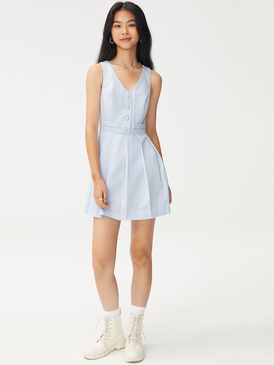 

H&M Women Blue Pinafore dress