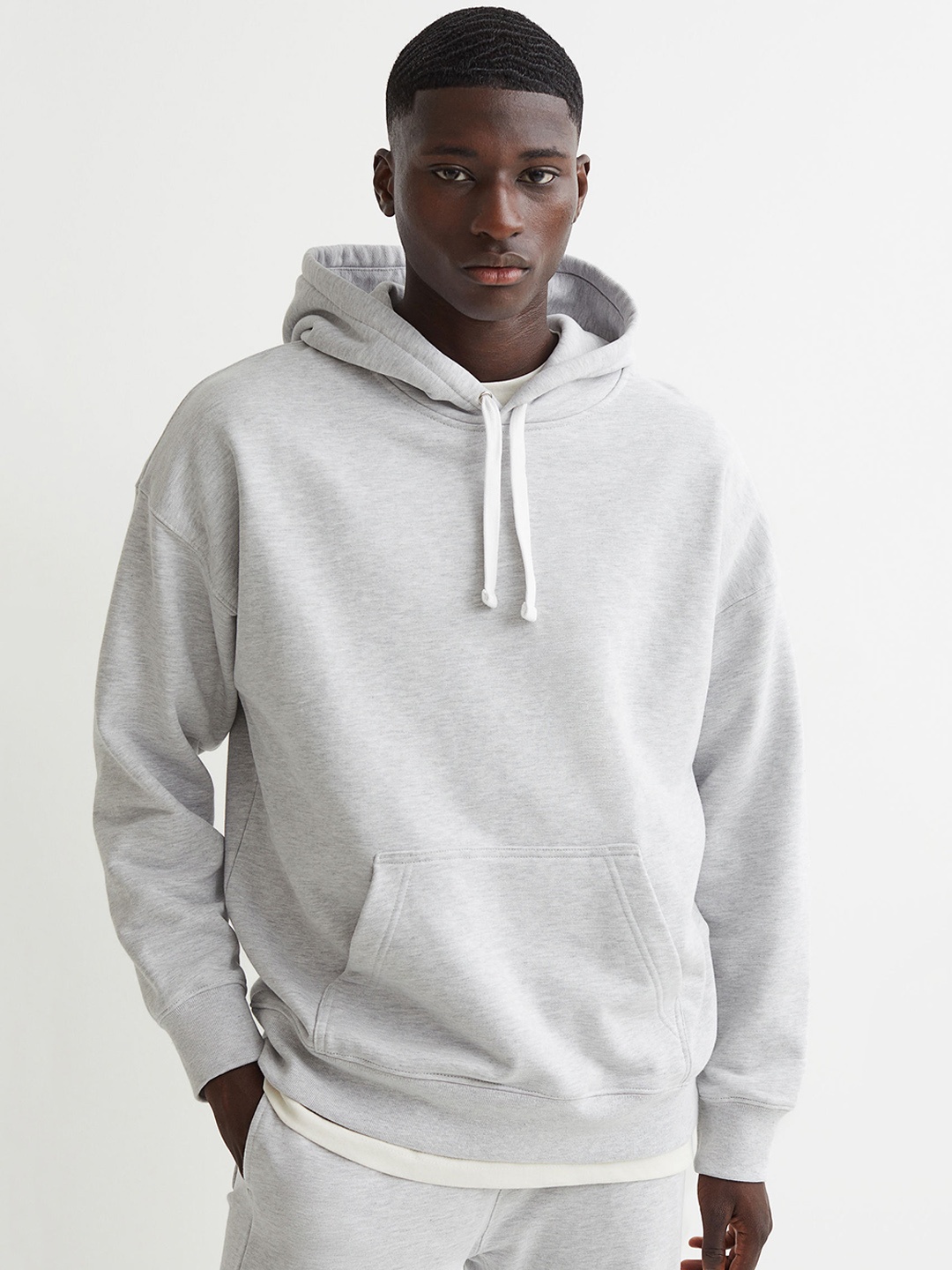 

H&M Men Grey Cotton Hoodie