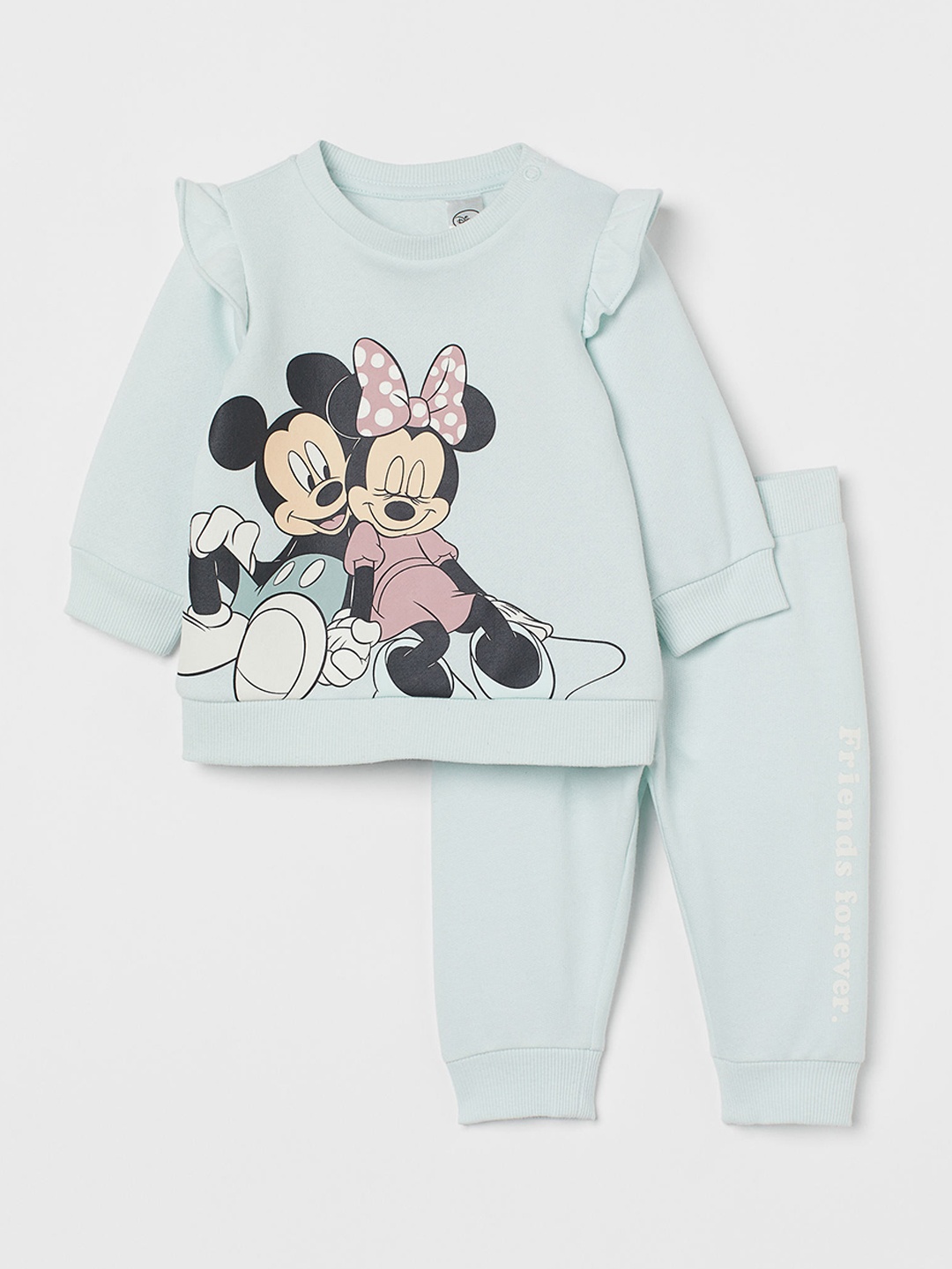

H&M Kids Girls Turquoise & White Solid Trousers, Turquoise blue