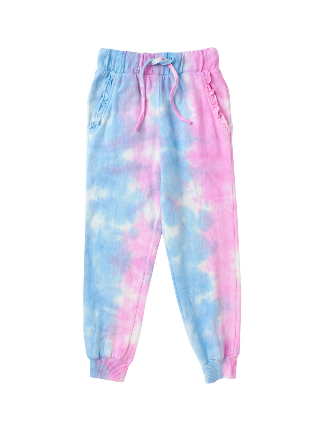 

Cub McPaws Girls Pink & Blue Tie & Dye Printed Cotton Joggers
