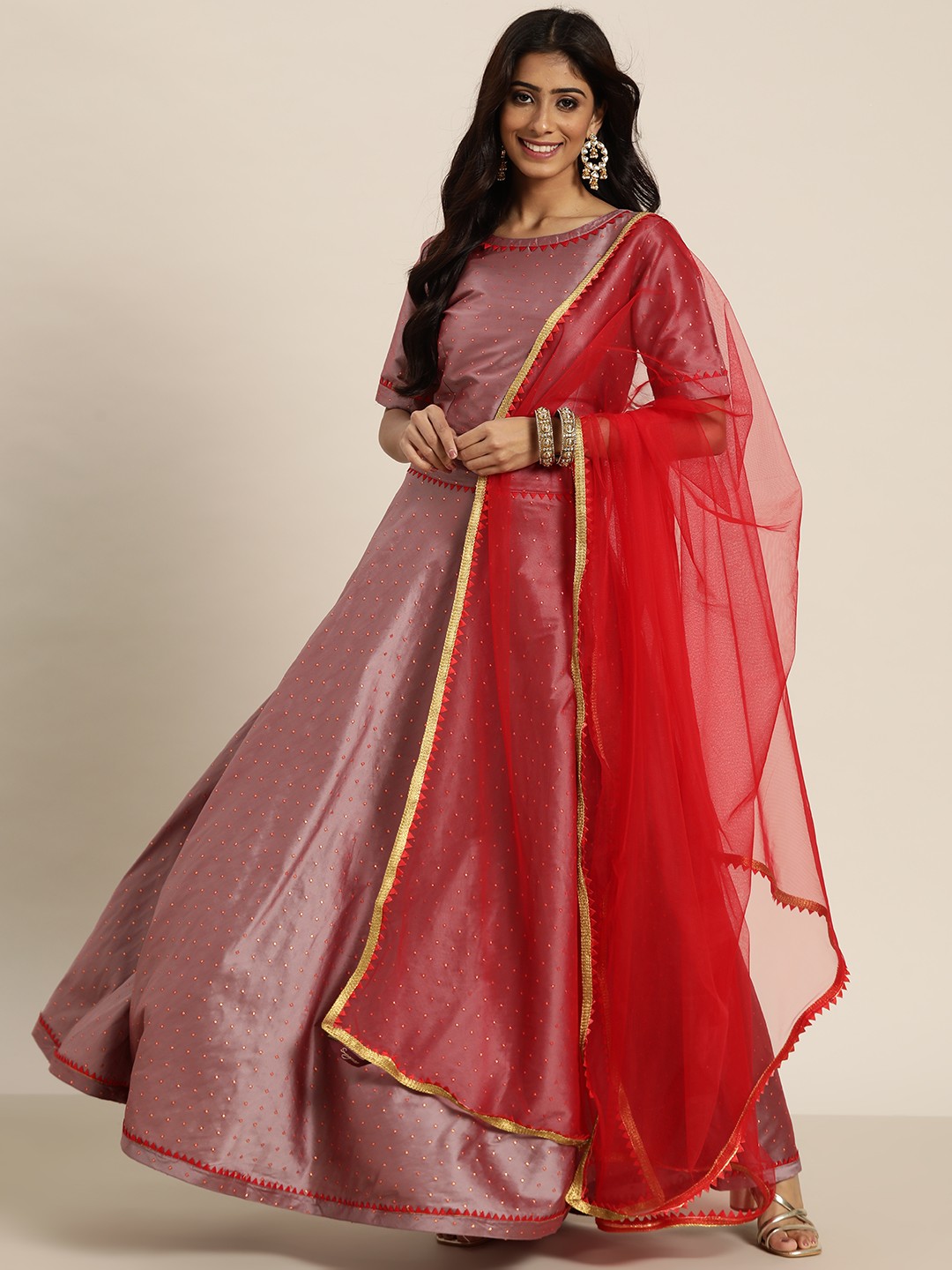 

Sangria Mauve Beads and Stones Ready to Wear Lehenga & Blouse With Dupatta