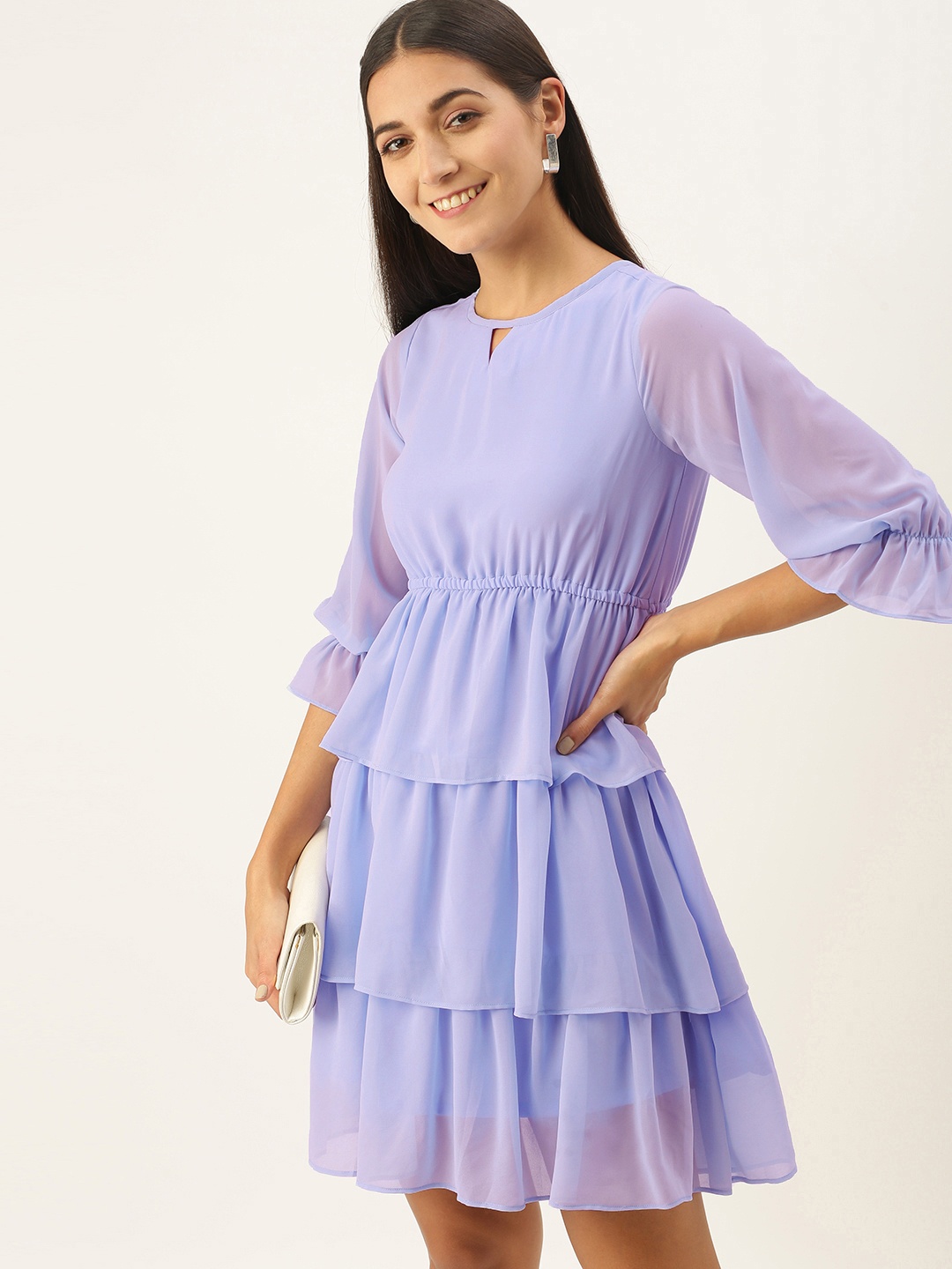 

MELOSO Lavender Layered Georgette Dress