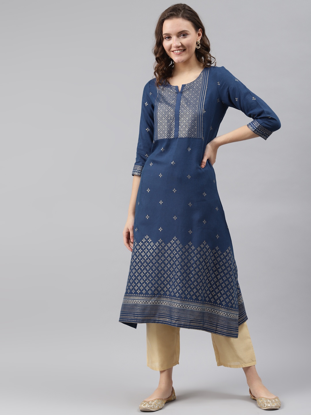 

Rangriti Women Navy Blue Kurta