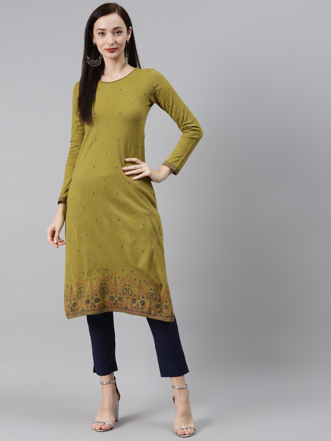 

Rangriti Women Green Ethnic Motifs Embroidered Kurta