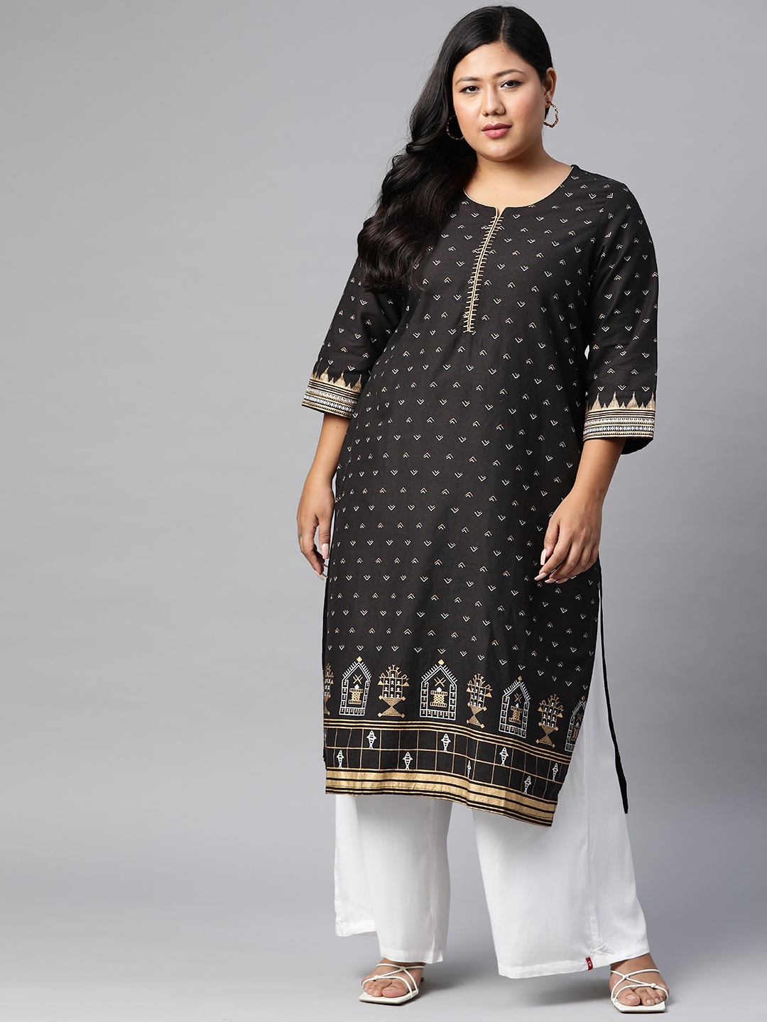 

Rangriti Women Black Ethnic Motifs Printed Kurta