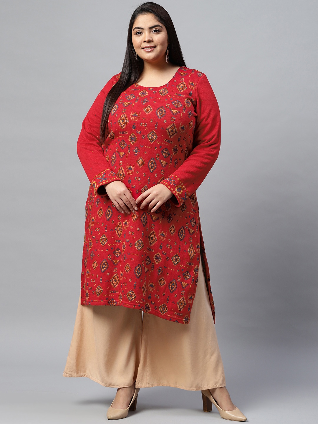 

Rangriti Women Red Ethnic Motifs Kurta