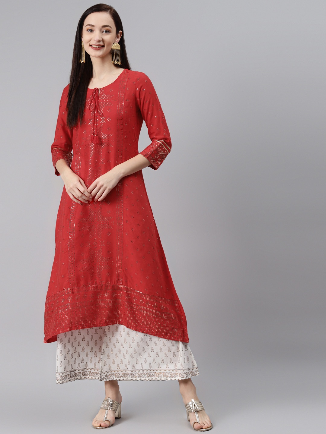

Rangriti Women Coral Embellished Kurta