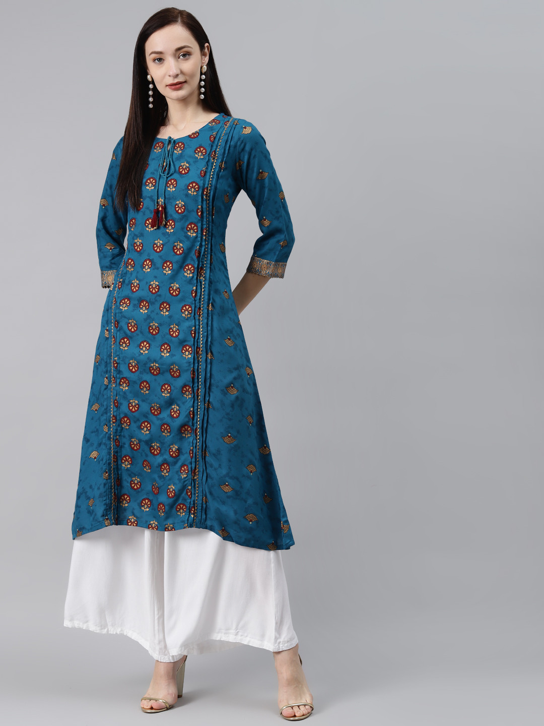 

Rangriti Women Blue Ethnic Motifs Printed Kurta
