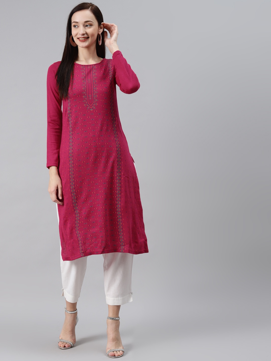 Rangriti Women Pink Self-Design Kurta