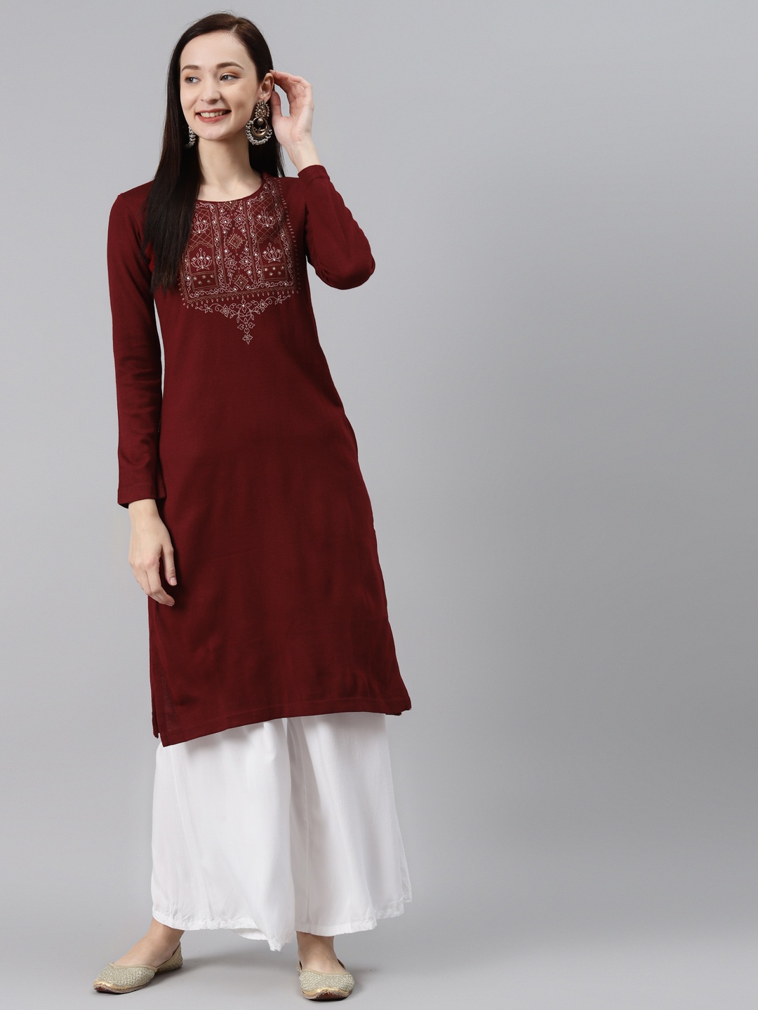 

Rangriti Women Maroon Ethnic Motifs Printed Kurta
