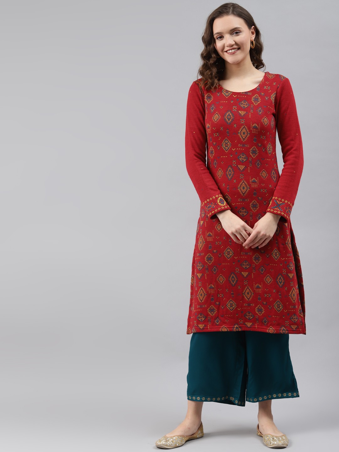 

Rangriti Women Red Printed Kurta