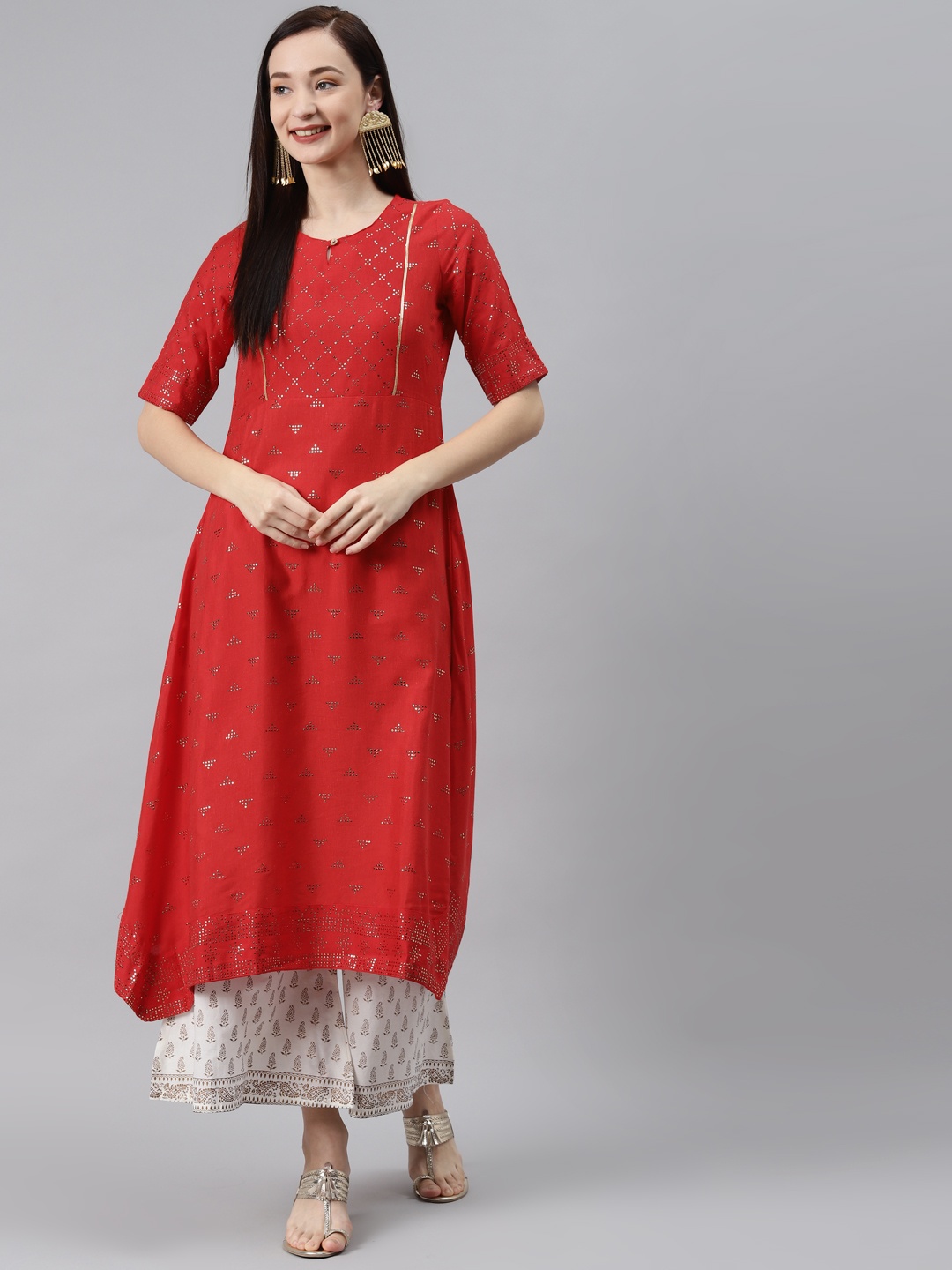 

Rangriti Women Coral Embellished Kurta