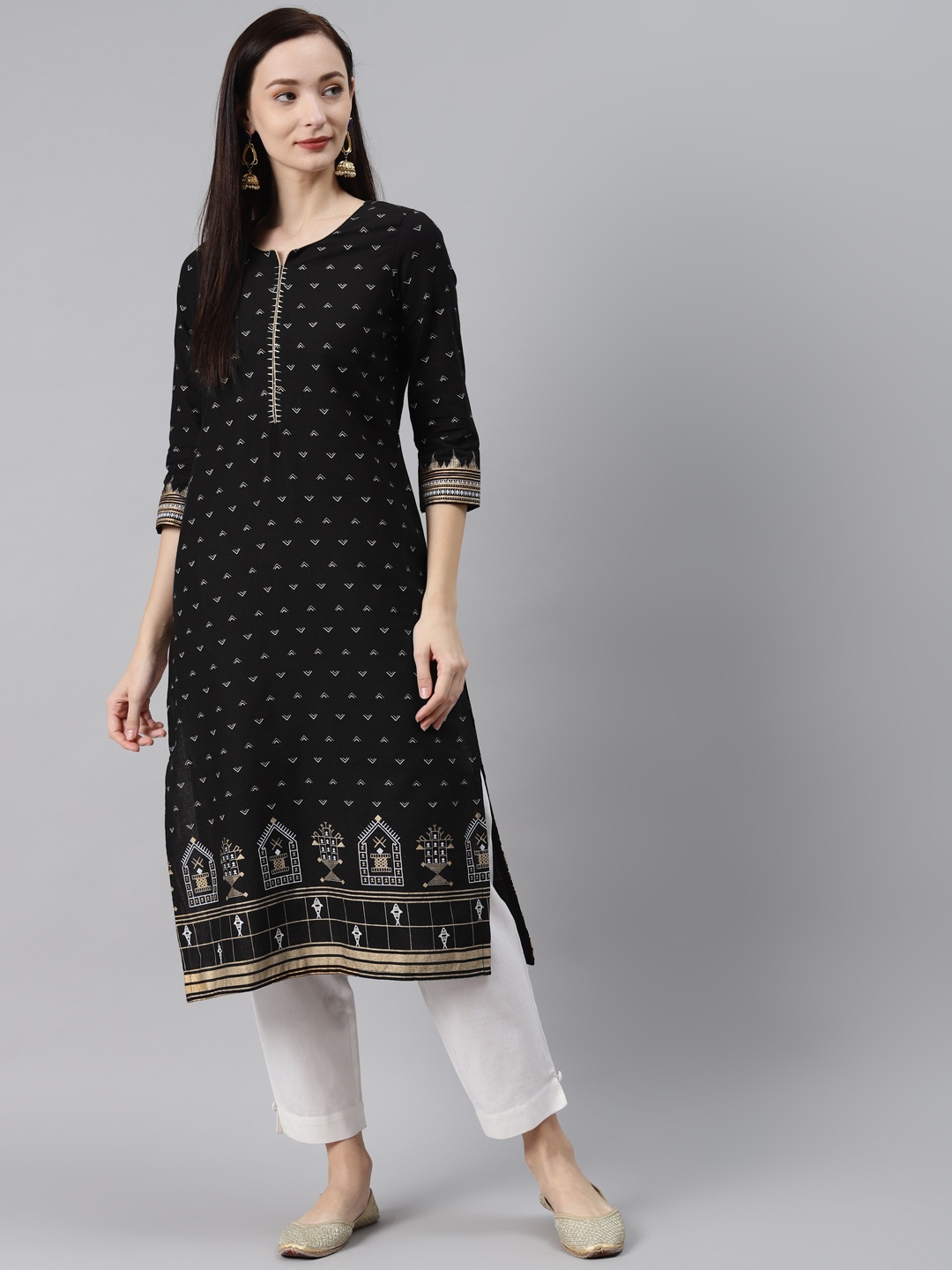

Rangriti Women Black Ethnic Motifs Kurta