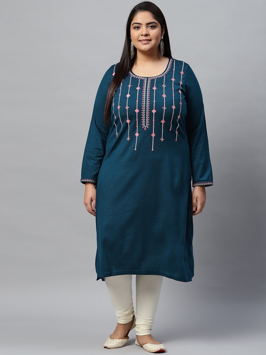 

Rangriti Women Teal Green Striped Kurta