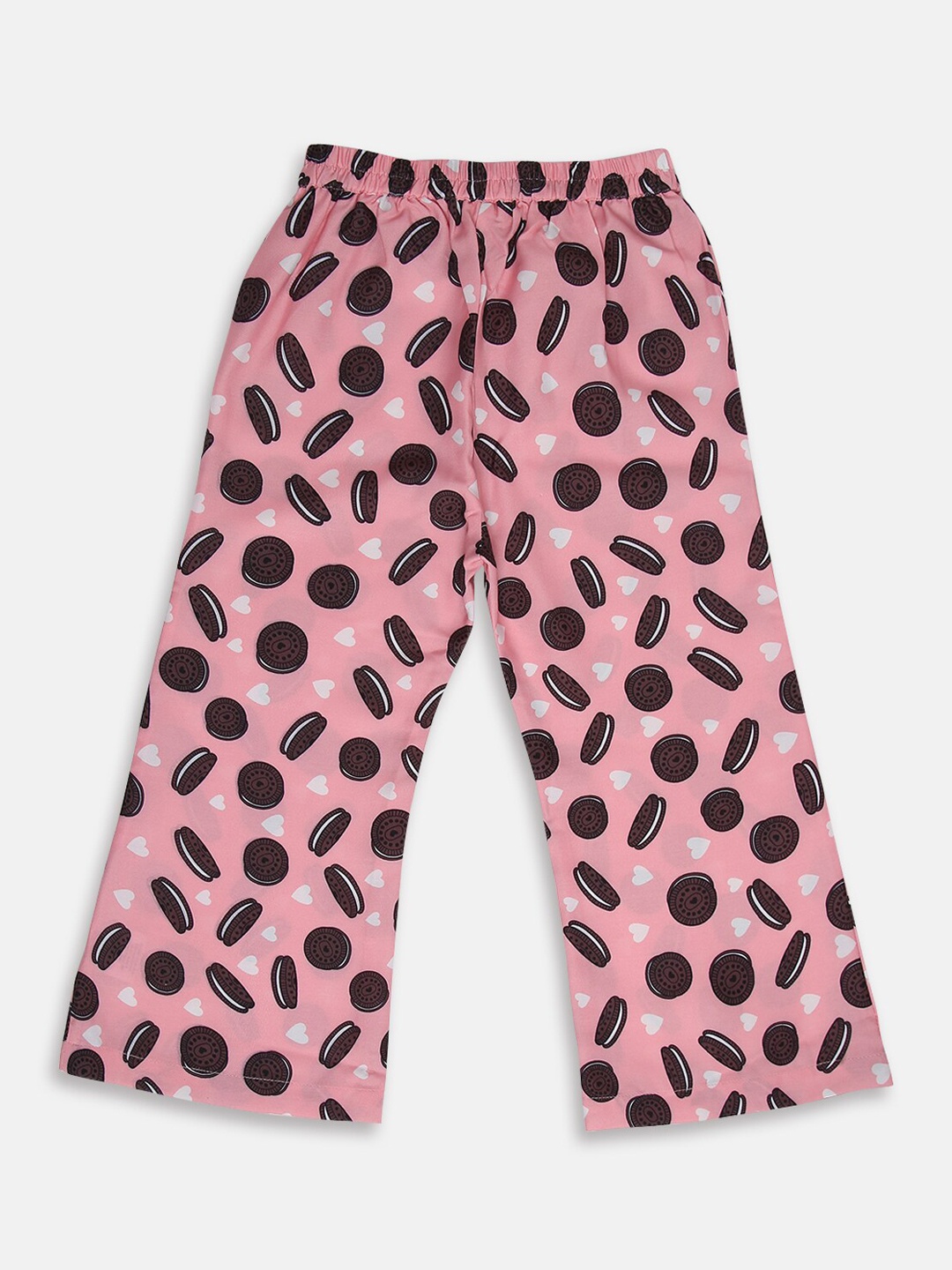

am ma Girls Pink & Brown Printed Track Pants