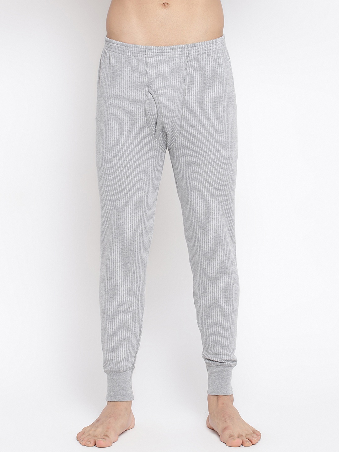 

Almo Wear Men Grey & Black Striped Cotton Thermal Pants