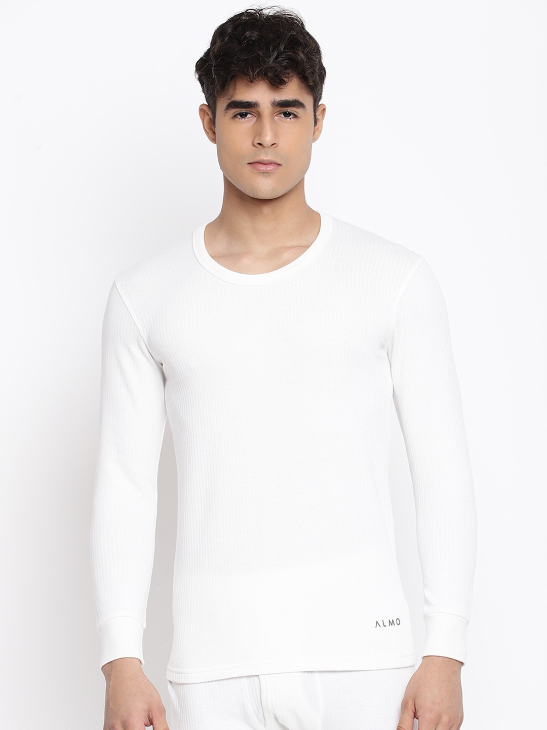

Almo Wear Men White Solid Cotton Ultra-Warm Thermal Top