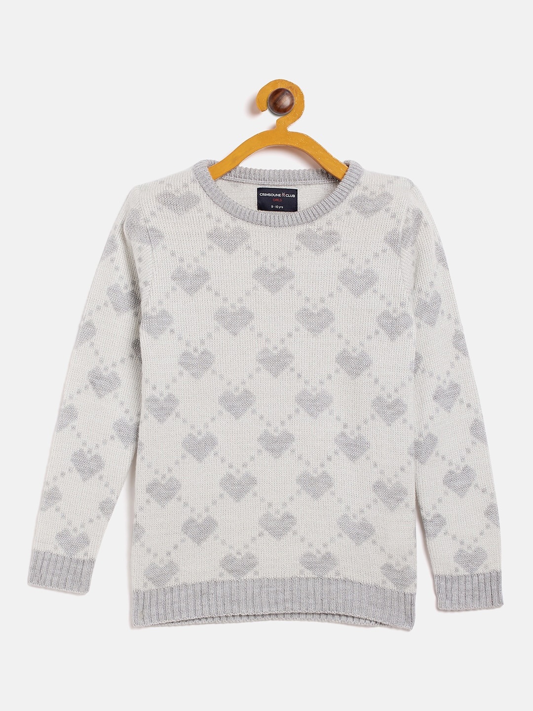 

Crimsoune Club Girls Grey Acrylic Printed Pullover