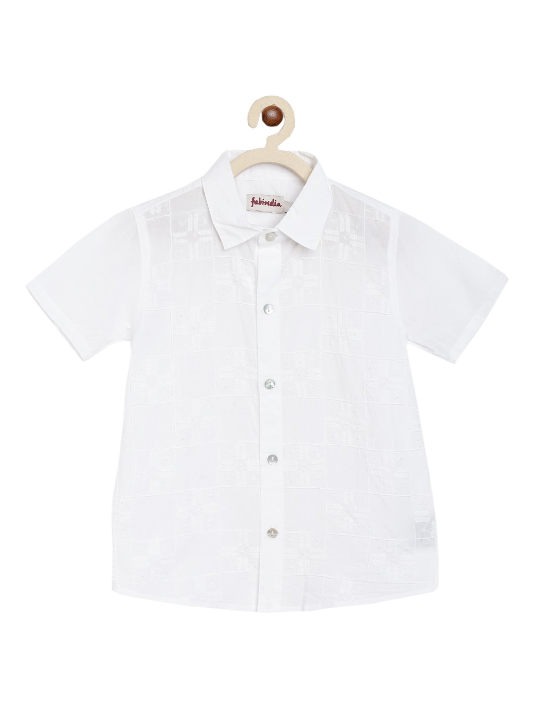 

Fabindia Boys White Self Design Opaque Casual Shirt