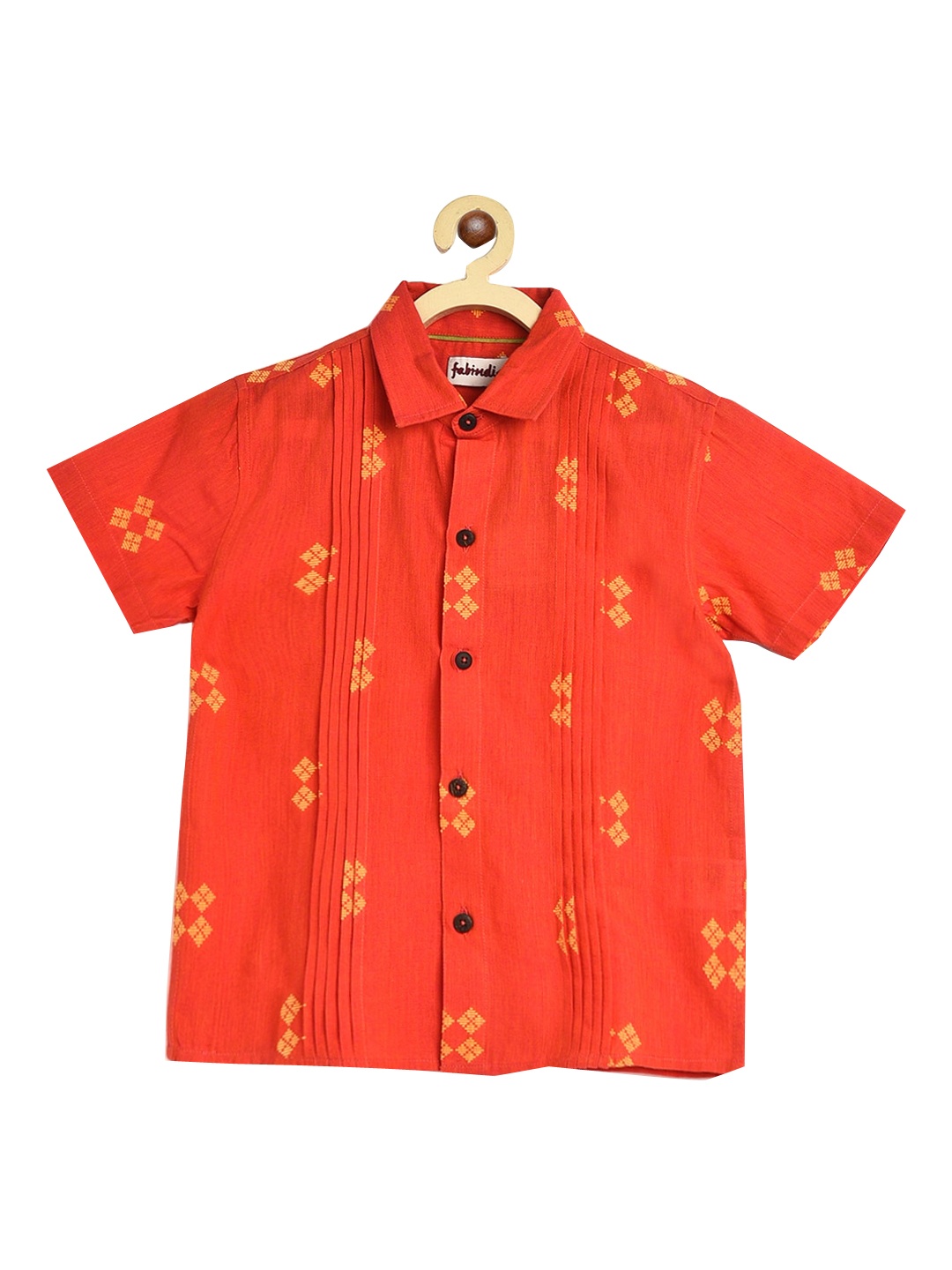 

Fabindia Boys Rust Opaque Casual Shirt