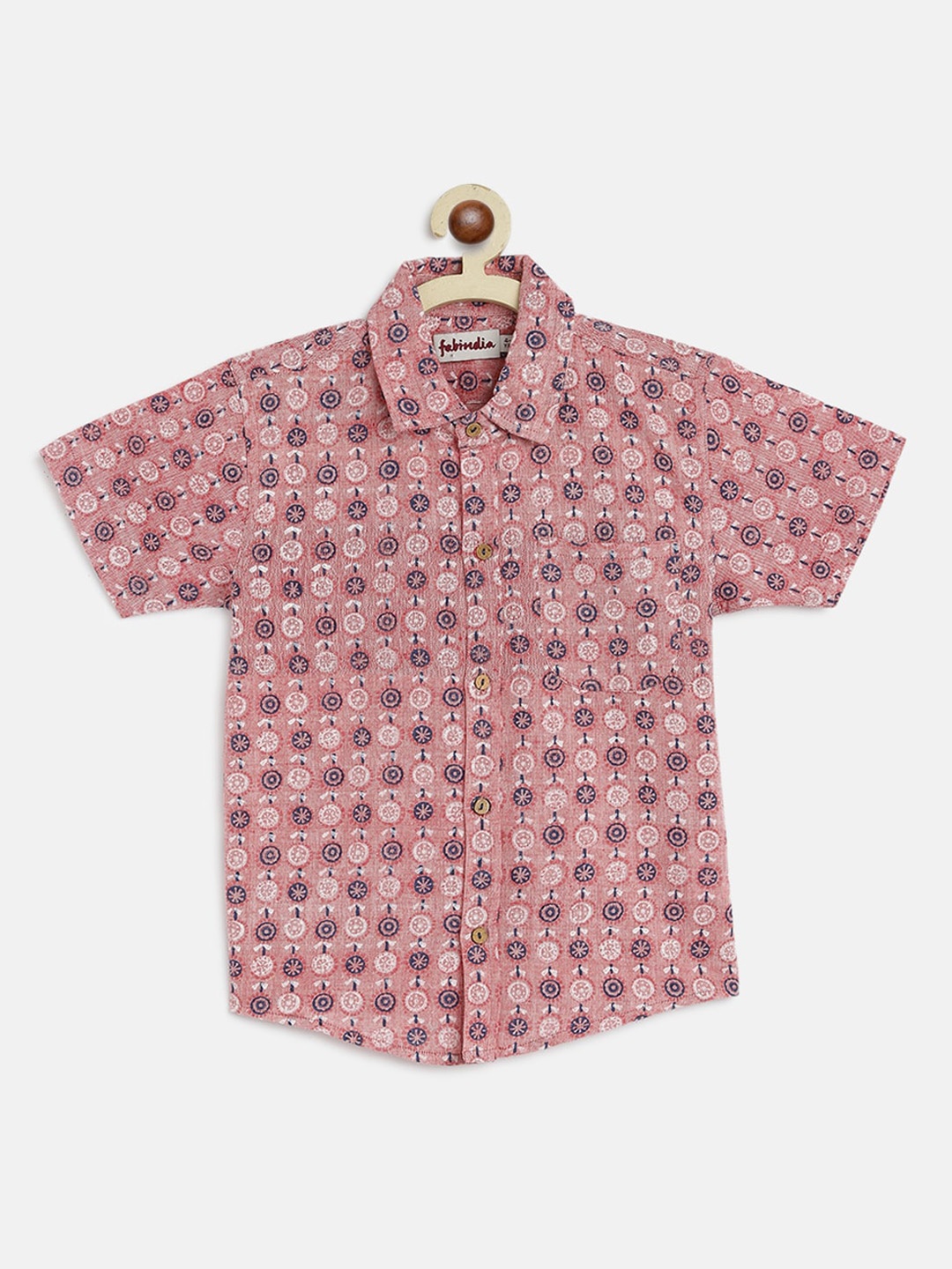 

Fabindia Boys Red Opaque Printed Casual Shirt