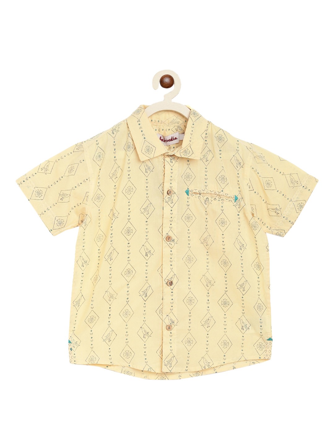 

Fabindia Boys Yellow Opaque Printed Casual Shirt