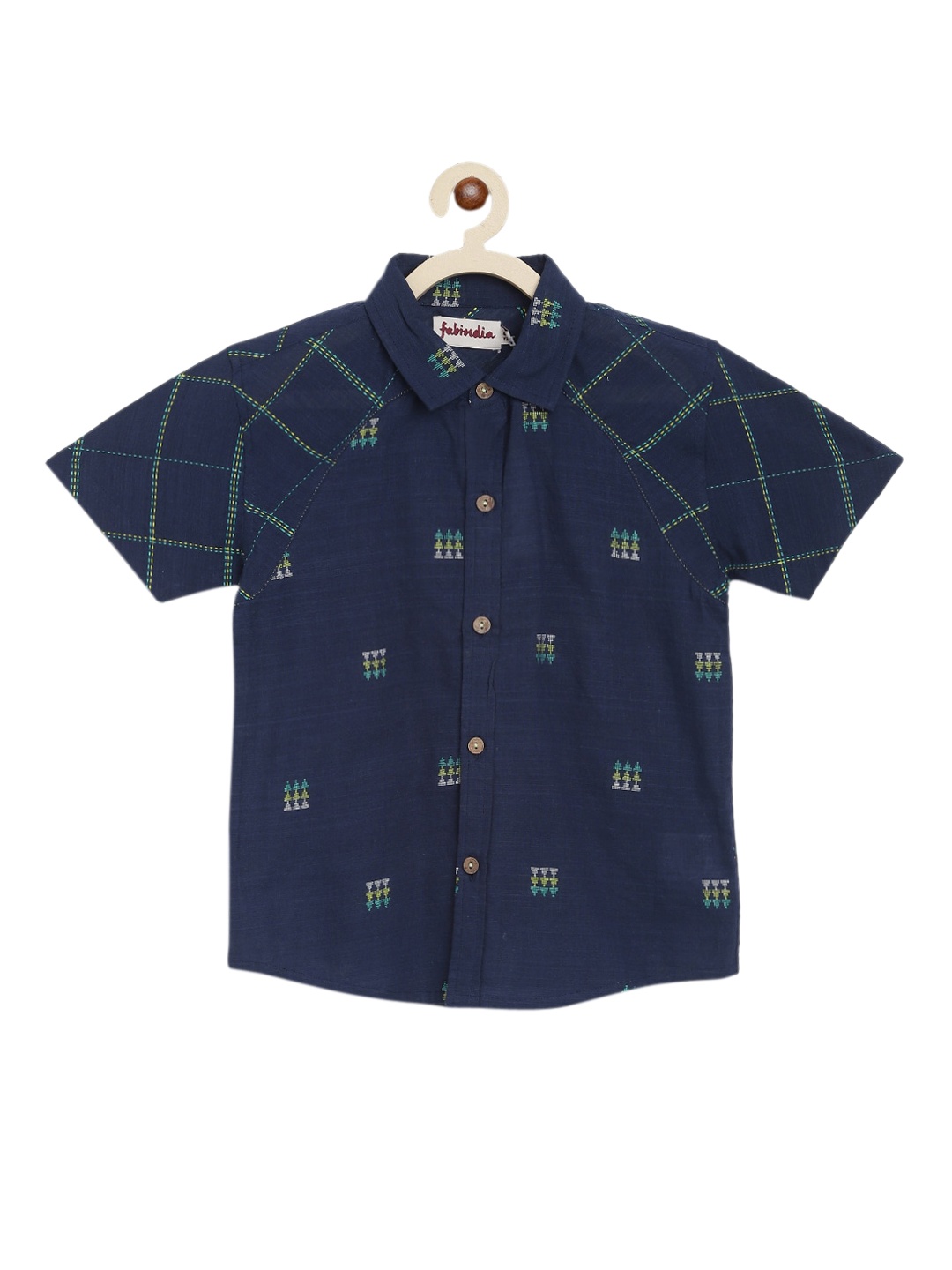 

Fabindia Boys Navy Blue Opaque Casual Shirt