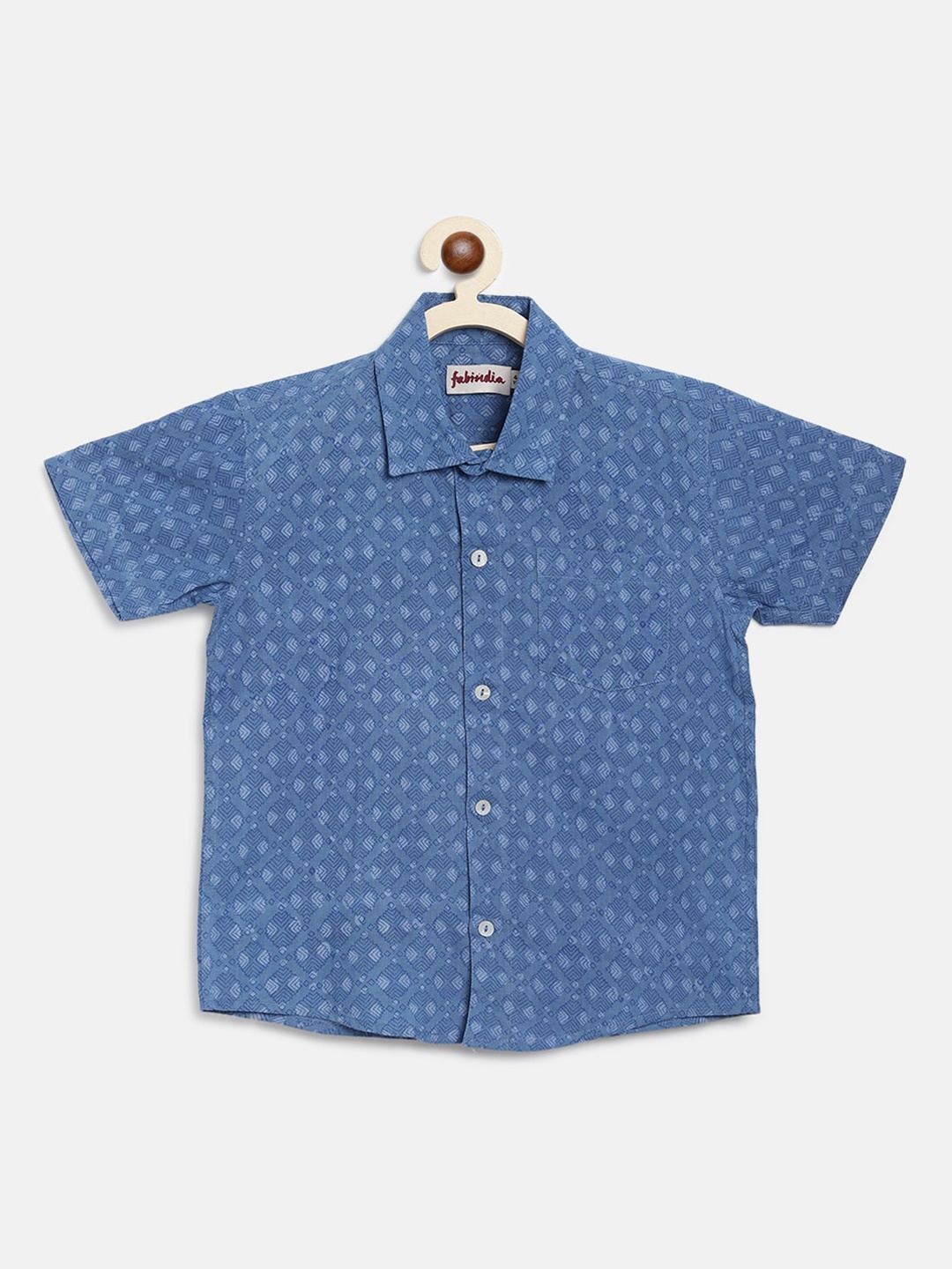 

Fabindia Boys Blue Opaque Printed Casual Shirt