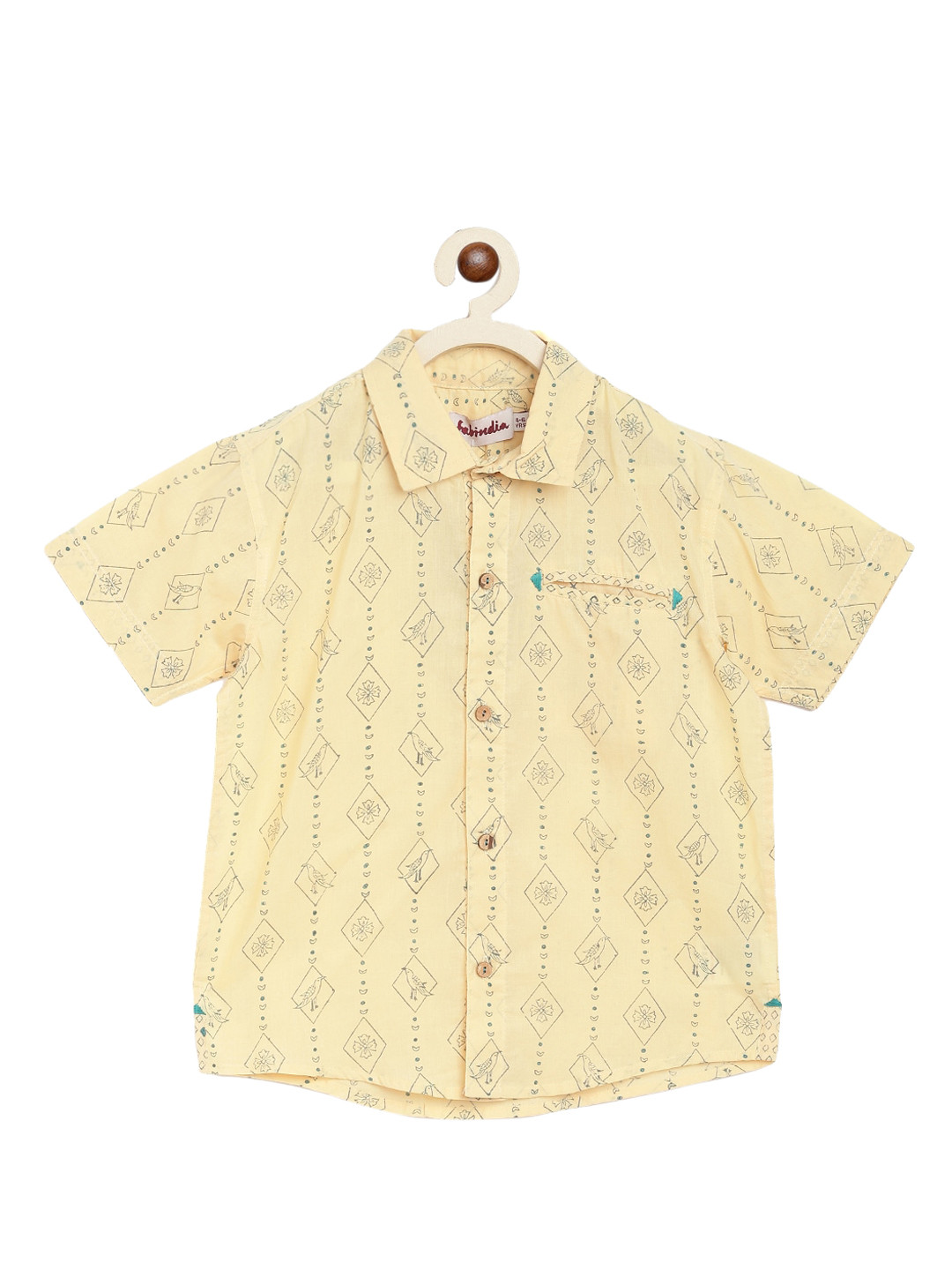 

Fabindia Boys Yellow Opaque Printed Casual Shirt