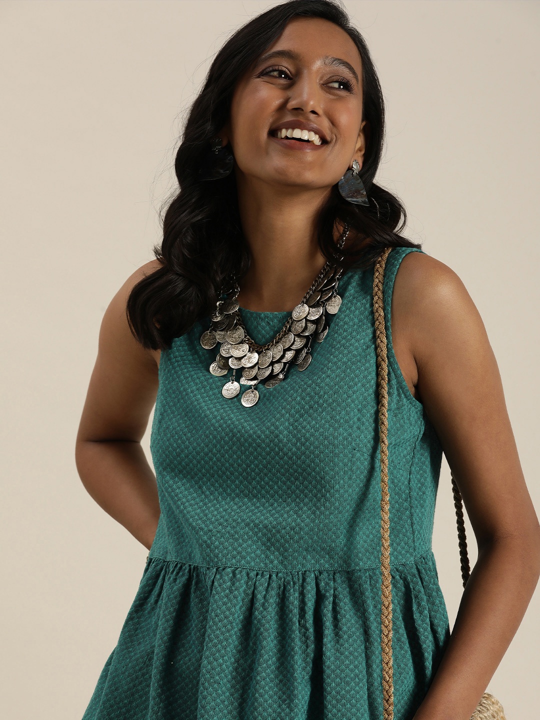 

Taavi Green Woven Legacy Sustainable Pure Cotton Dress
