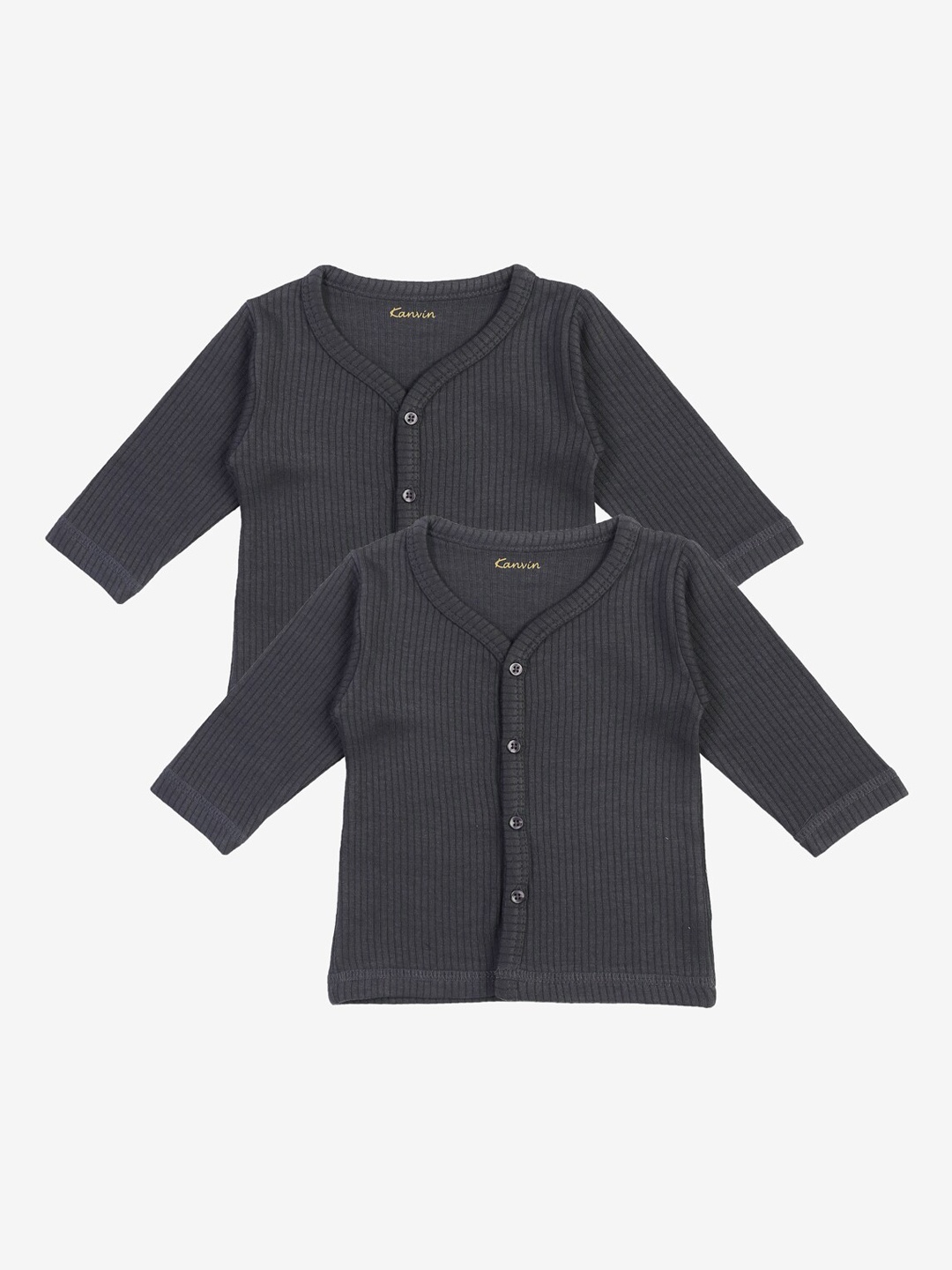 

Kanvin Boys Pack Of 2 Charcoal Grey Ribbed Thermal Tops