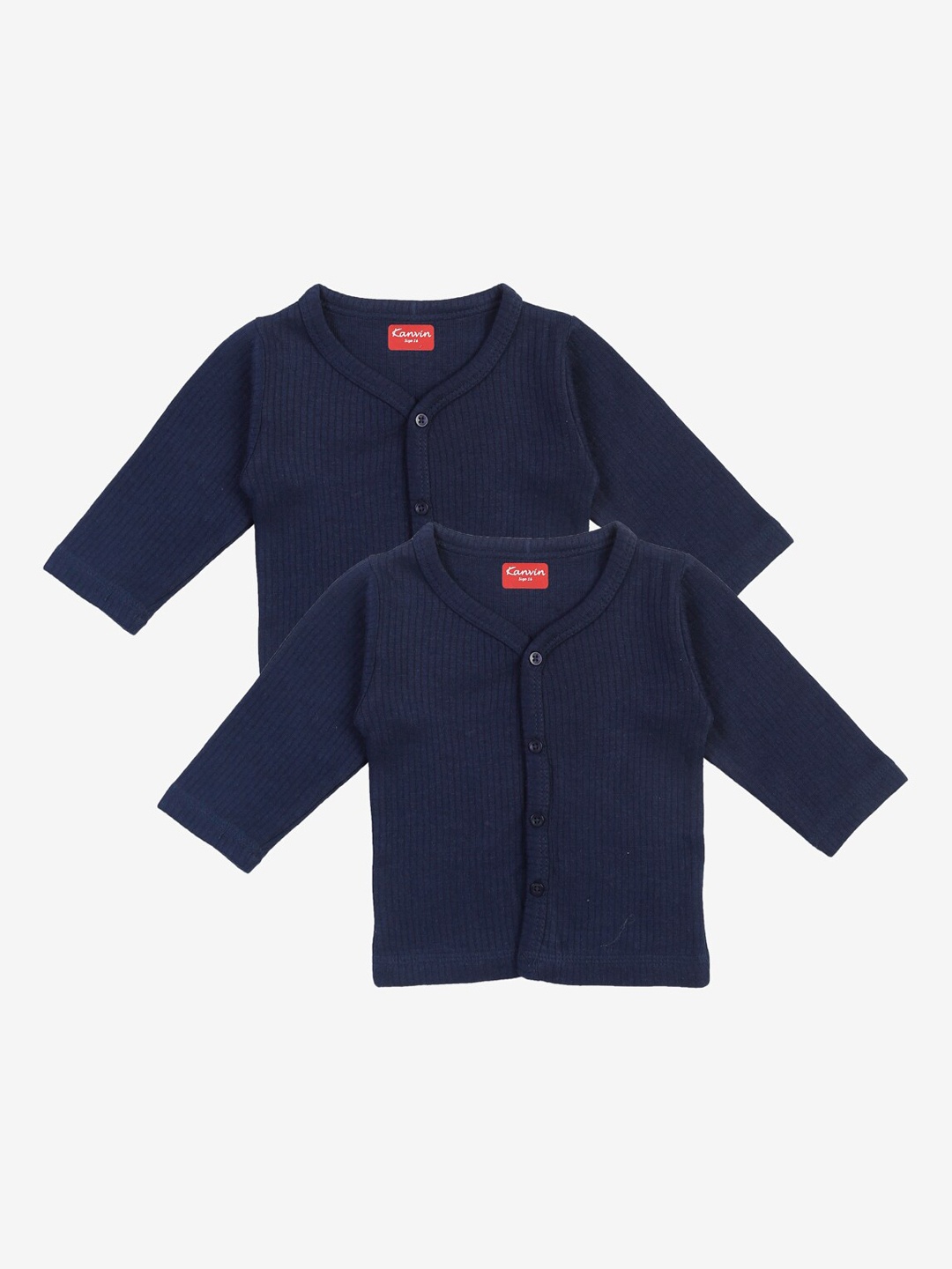 

Kanvin Boys Pack Of 2 Navy Blue Ribbed Thermal Tops