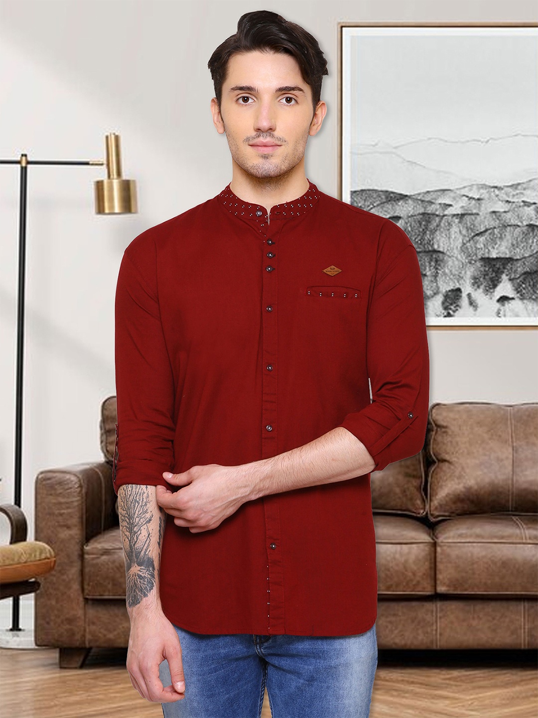 

Kuons Avenue Men Maroon Smart Slim Fit Opaque Casual Shirt