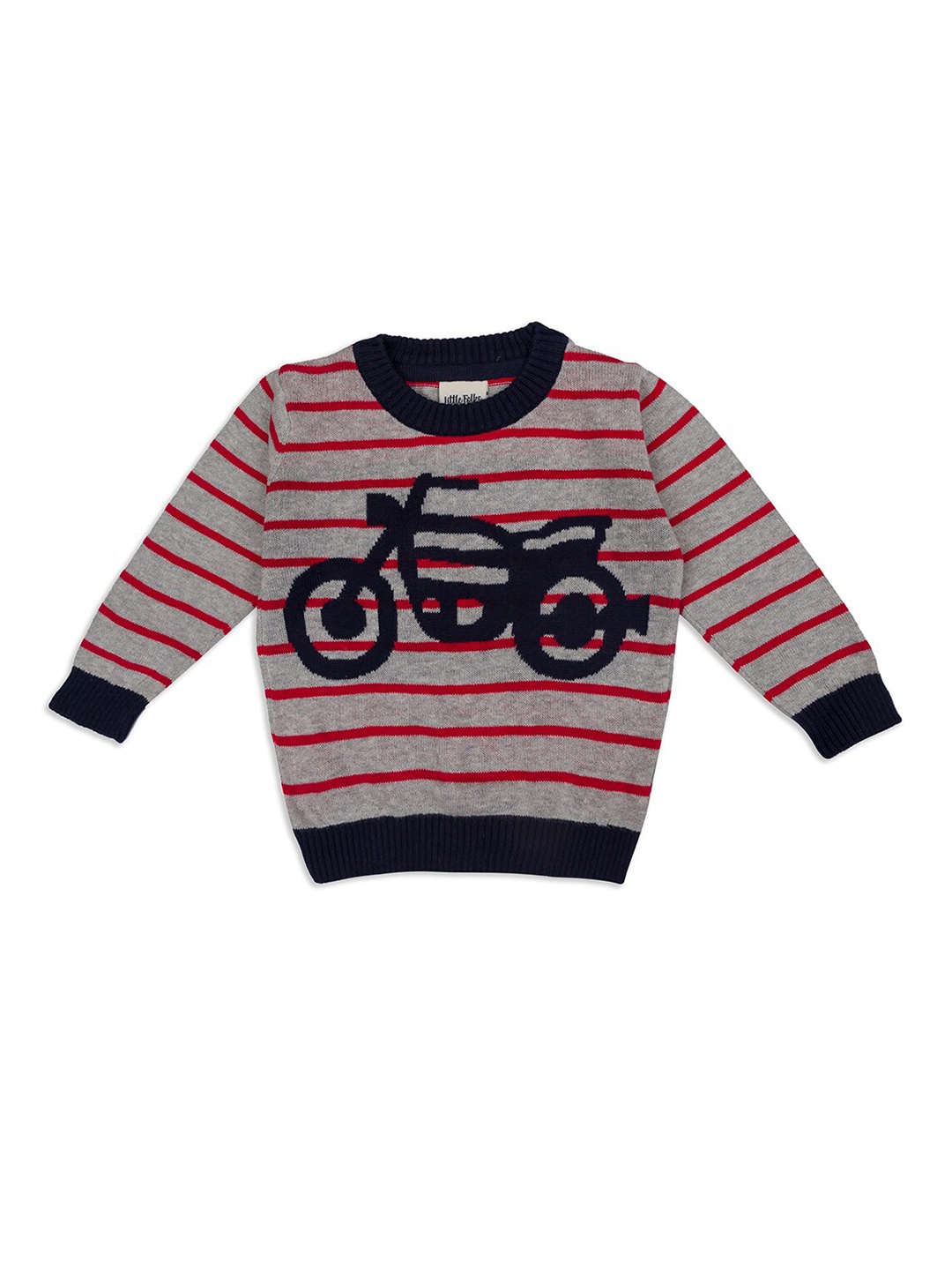 

Little Folks Unisex Kids Red & Grey Striped Pullover