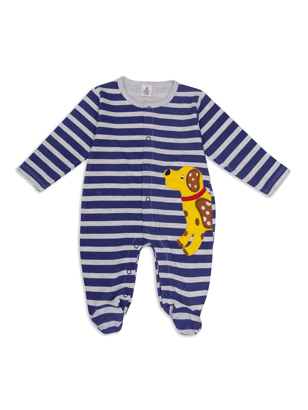 

Little Folks Infant Kids Blue & Grey Striped Cotton Rompers